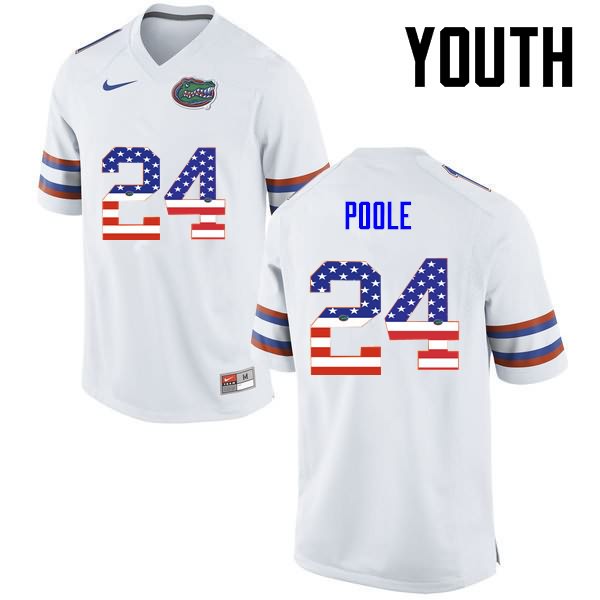 NCAA Florida Gators Brian Poole Youth #24 USA Flag Fashion Nike White Stitched Authentic College Football Jersey BSJ7164LZ